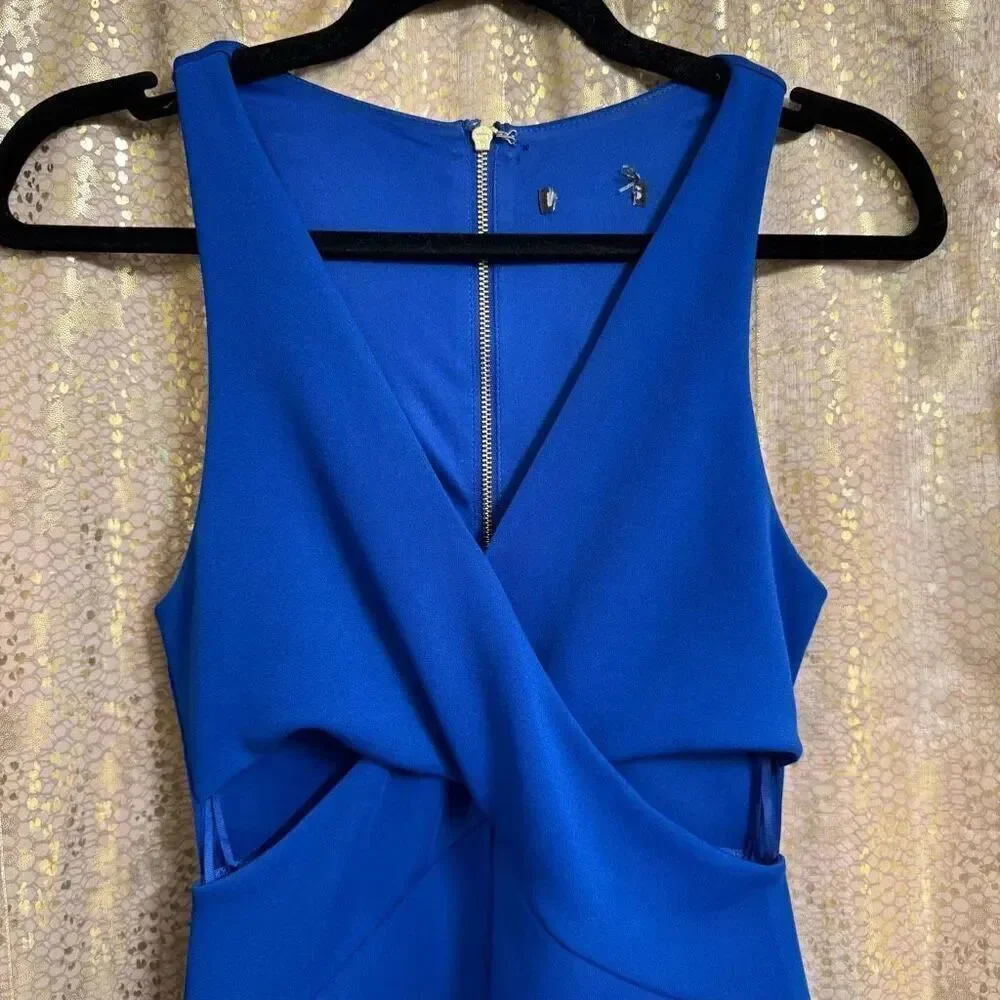 Express Royal Blue Zip Back Side Cutout Cocktail‎ Party Mini Dress Small